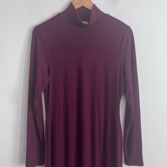 Marine layer Mock Neck Maroon Lexi Ribbed Midi dress - Picture 7 of 7